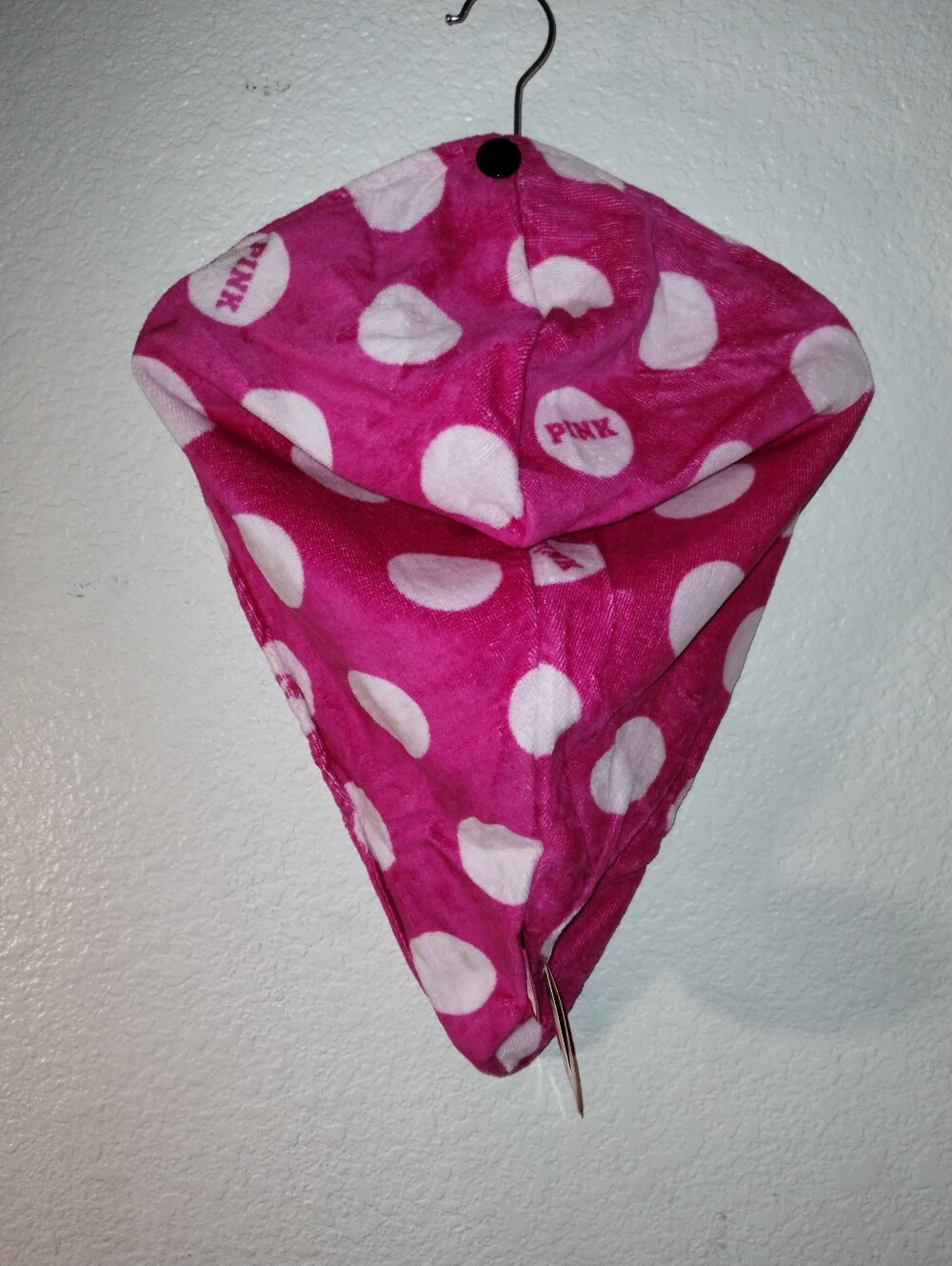 PINK Victoria's Secret Bright Pink with White Polka Dots Hair Towel Wrap